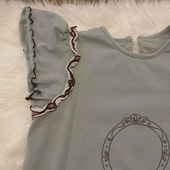 Persnickety Blue Dress - Size 12 w/ Ruffle Sleeves - Picture 3 of 8